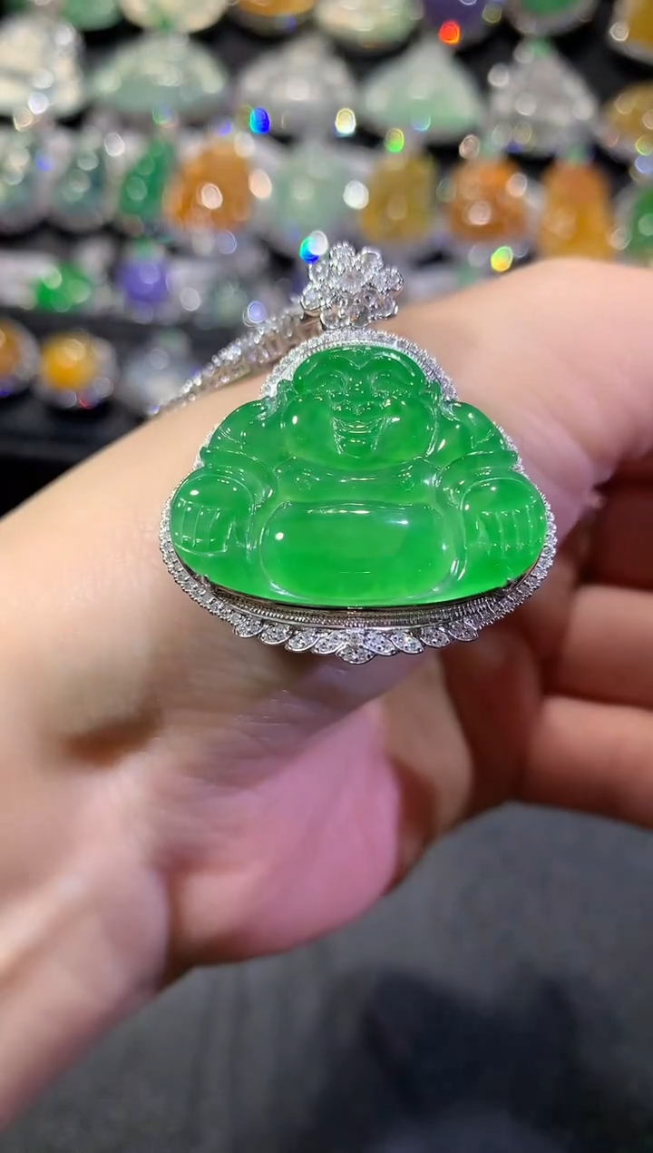 【闪购商品】翡翠吊坠(不含链)18K金镶嵌51-佛公（不含链与扣头