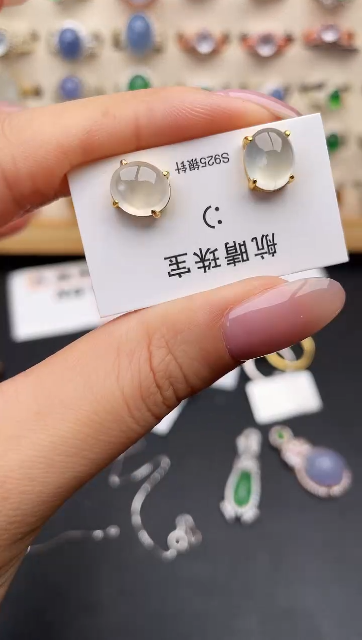 翡翠戒指银S925镶嵌一物一证一礼盒