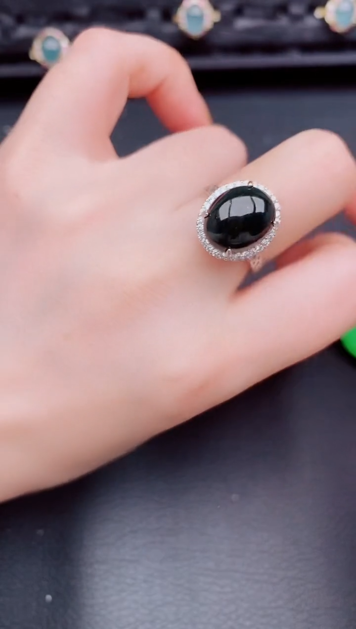 【闪购商品】翡翠戒指银S925镶嵌天然a货翡翠409