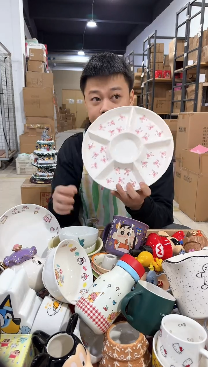 瓷片圆形五格盘 微瑕