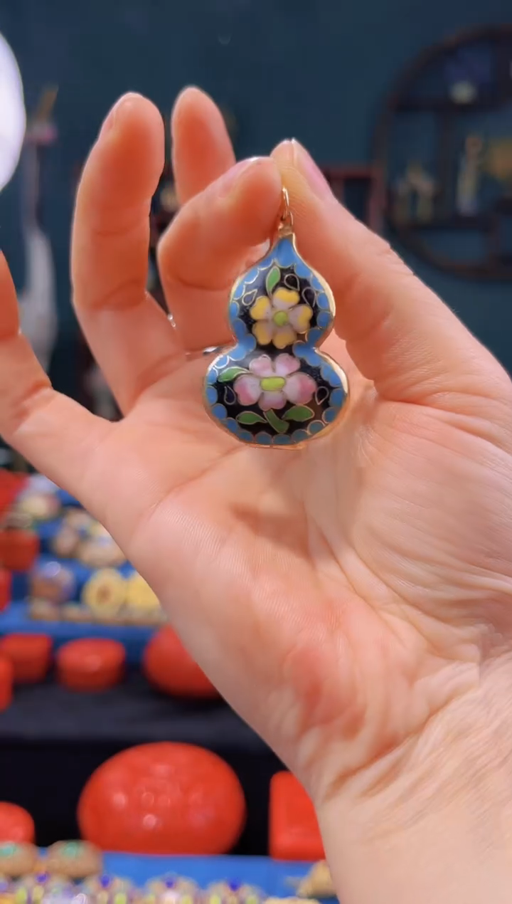 【闪购商品】非遗绝技 景泰蓝湖蓝吊坠 黑