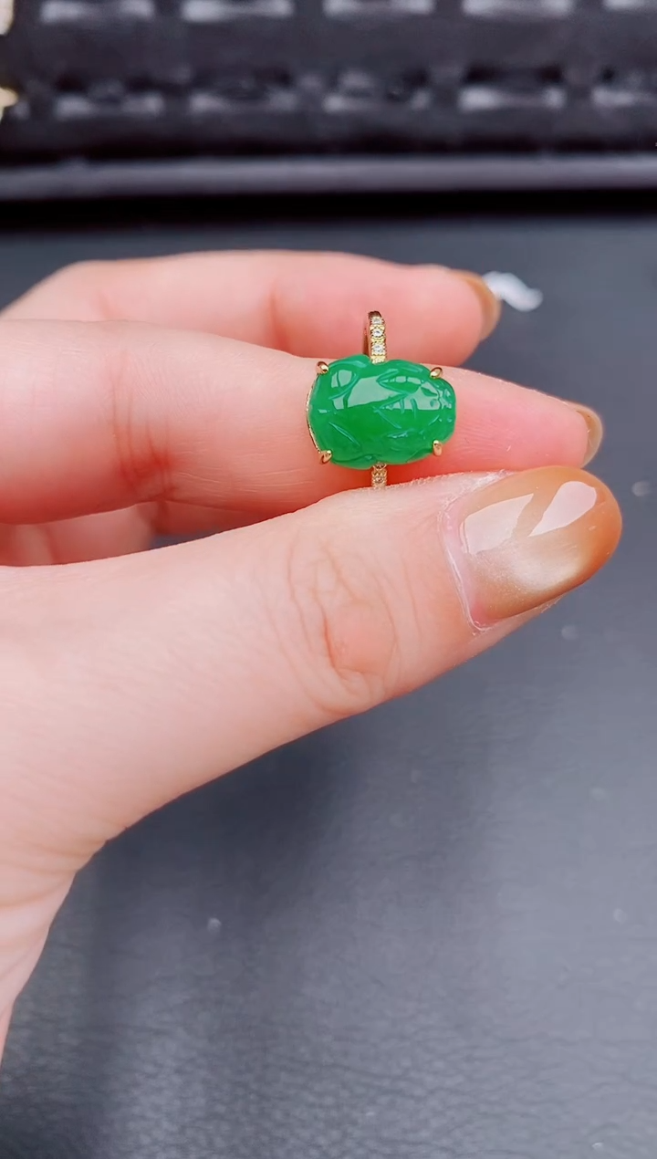 【闪购商品】翡翠戒指银S925镶嵌天然a货翡翠343