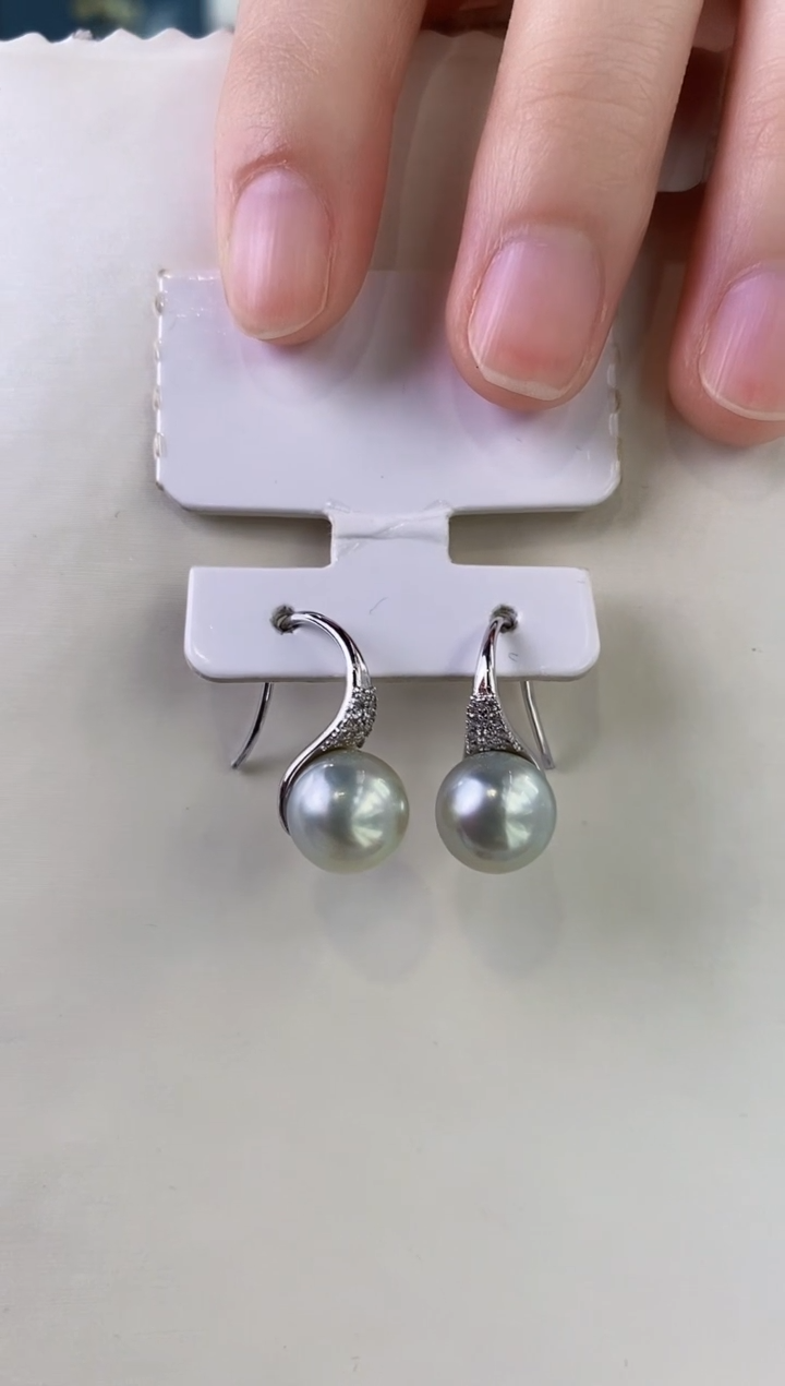 【闪购商品】海水珍珠耳饰银S925镶嵌9-10海水珍珠耳饰