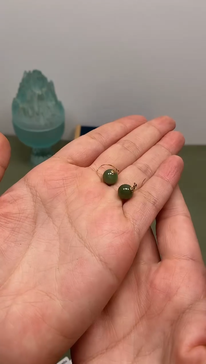 【闪购商品】和田玉耳饰未镶嵌和田碧玉18K金耳坠