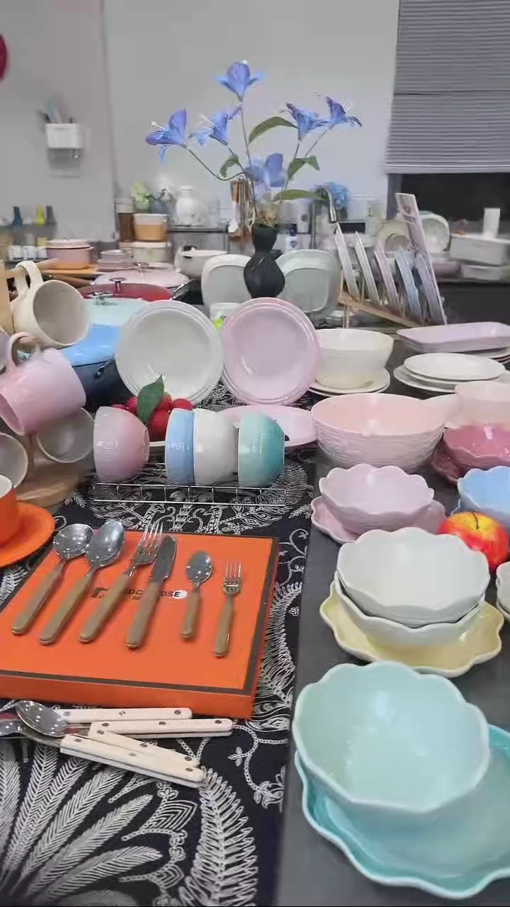 【闪购商品】瓷夹柄不锈钢叉勺6件套