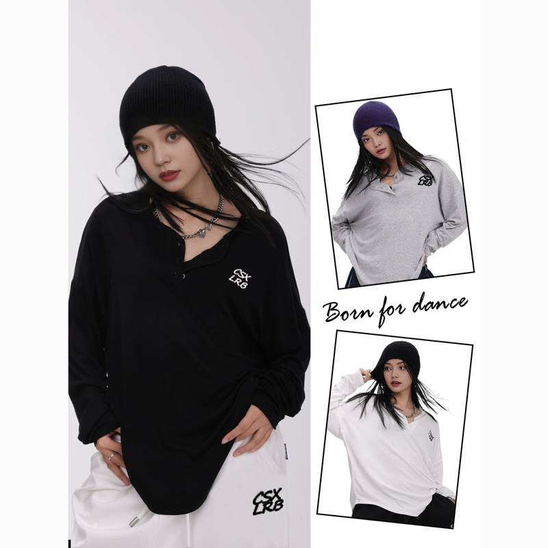 街舞潮牌爵士宽松长袖女秋季新款慵懒美式街头上衣嘻哈跳舞外搭女