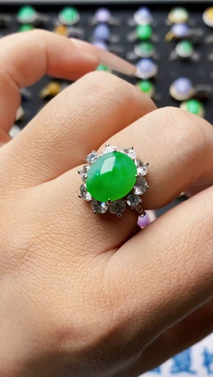 银S925镶嵌戒指翡翠0205