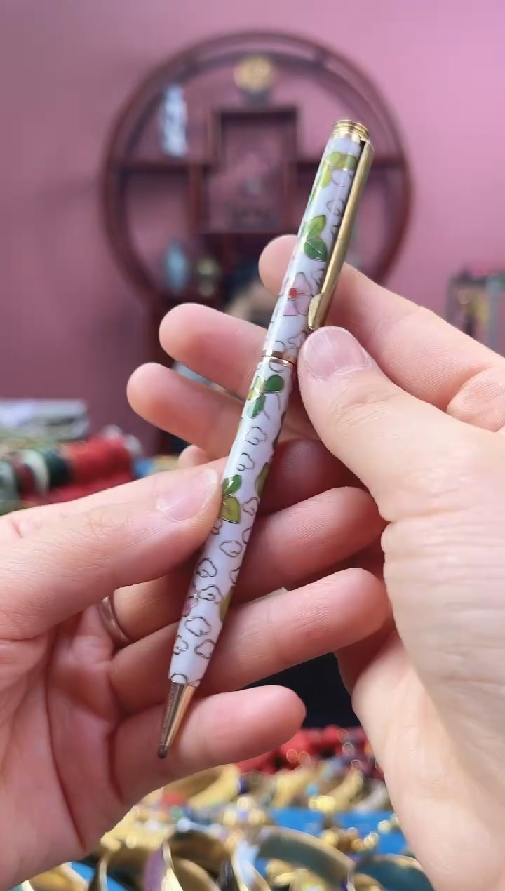 非遗 景泰蓝 圆珠笔 白色