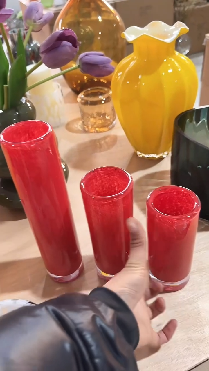 【闪购商品】玻璃红色一套3 个