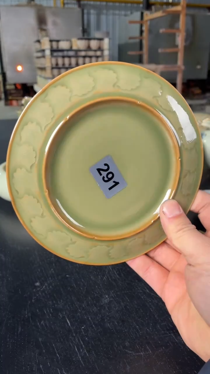 耀州窑仰山水纹壶承微瑕291