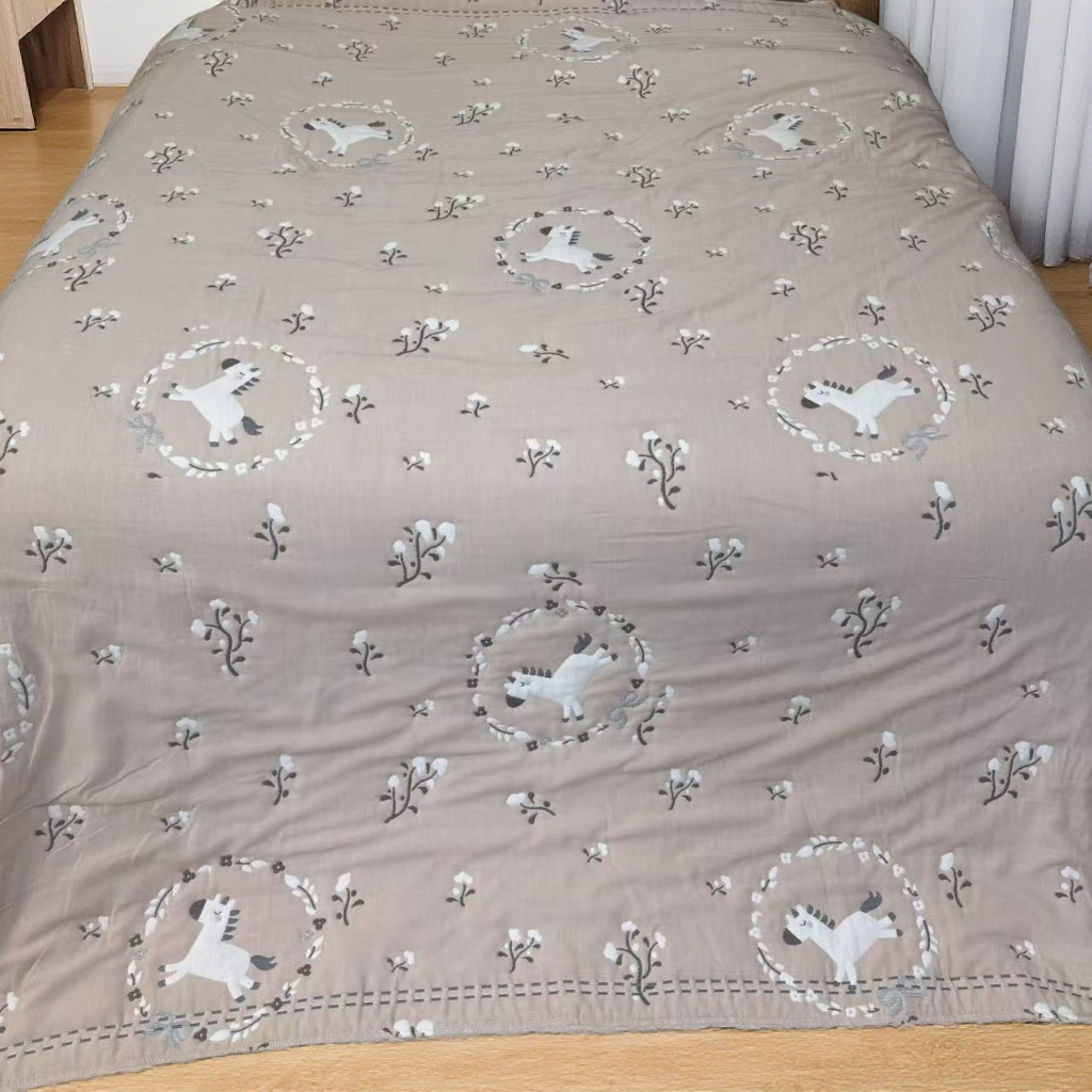 【花环马】200*230cm  A类全棉纱布秋冬加厚云朵泡芙被