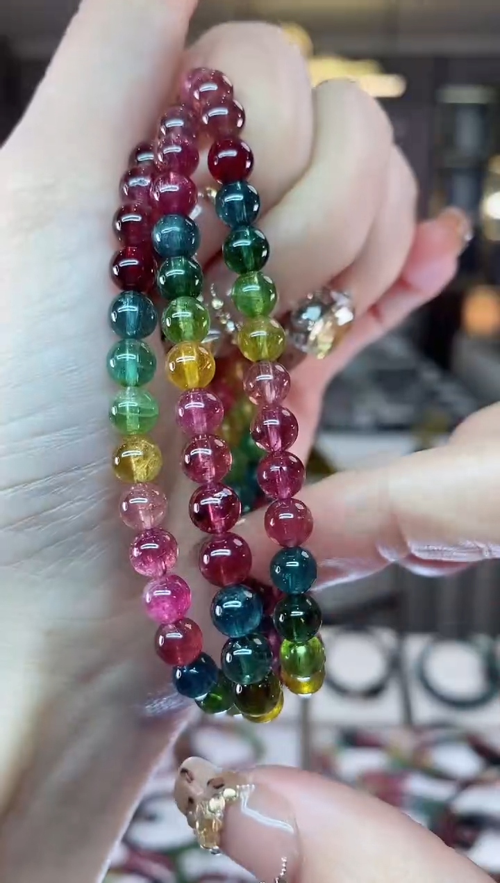 【闪购商品】碧玺三圈手串5mm+未镶嵌一物一证dan