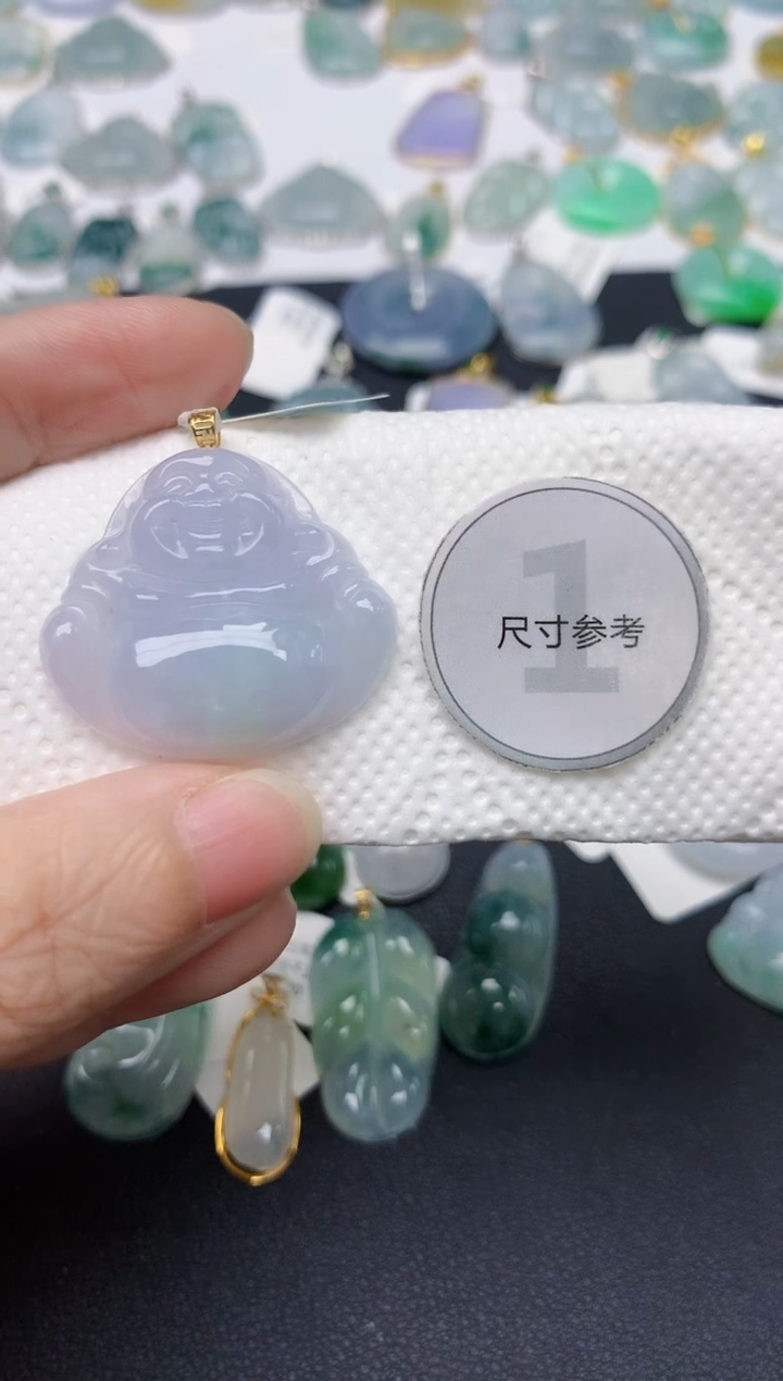 翡翠18K金镶嵌颈饰天然缅甸A货翡翠