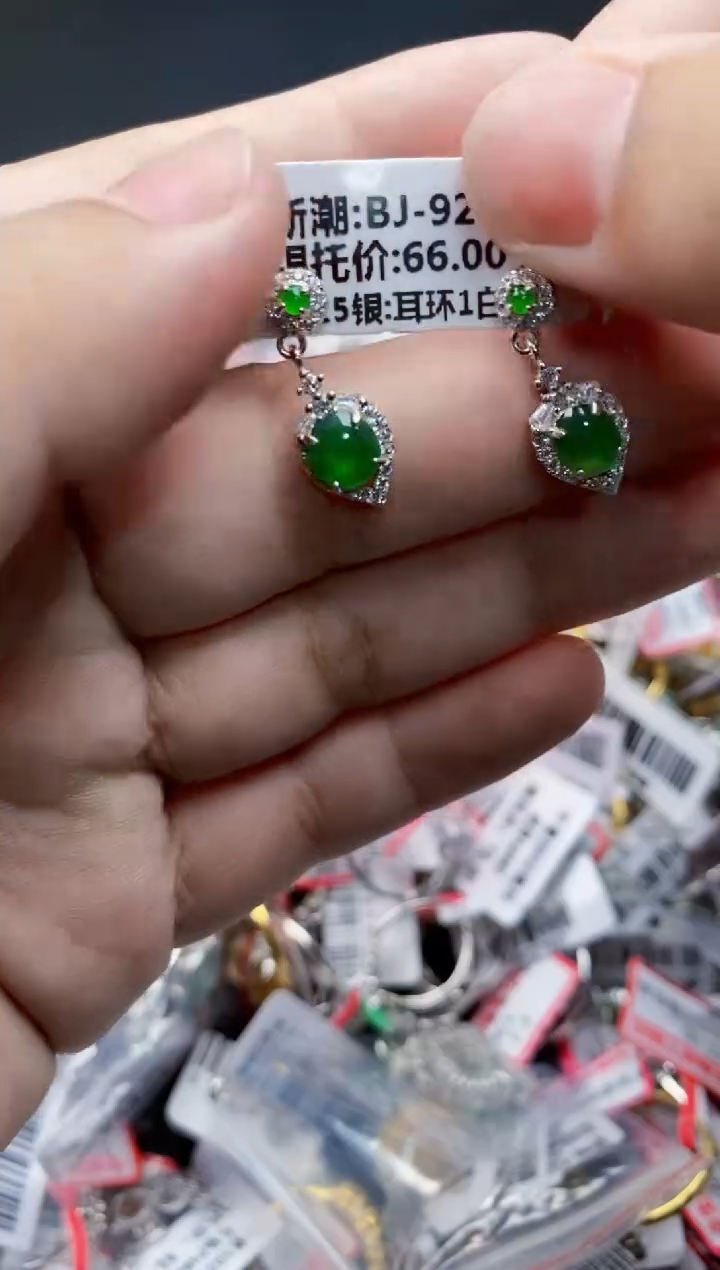 翡翠银S925镶嵌戒指22222---10