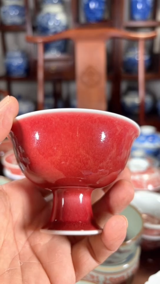 柴窑郎红高足杯杯