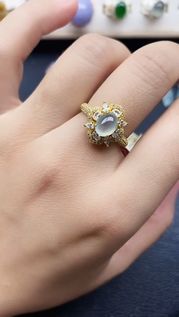 【闪购商品】翡翠戒指银S925镶嵌11111