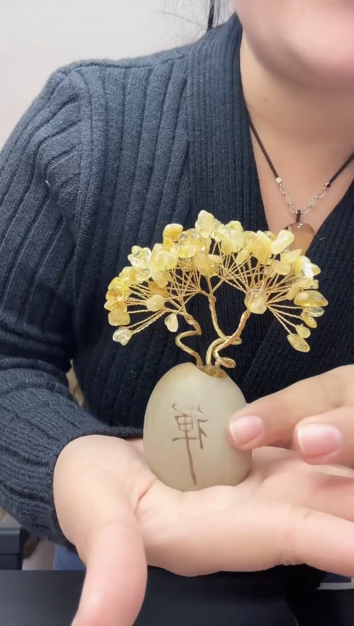 颈饰银S925镶嵌水晶天然黄水晶摆件90