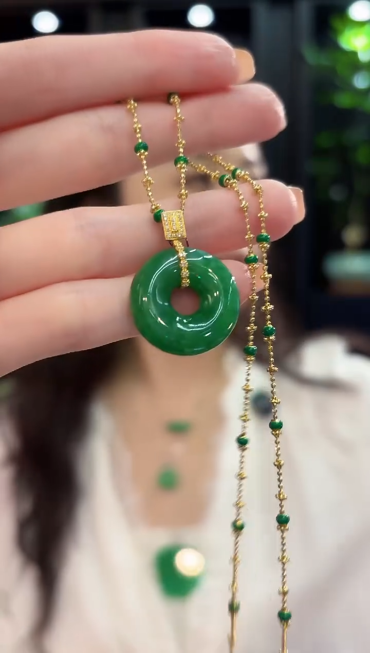 吊坠(不含链)18K金镶嵌翡翠  缅甸A货/支持复检/一件