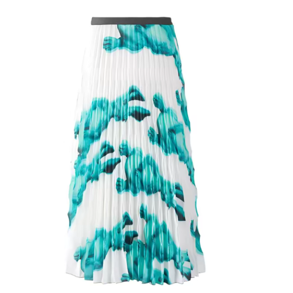 IIIVIVINIKO 满印中长款中腰百褶裙 女款 白色印花绿-J230767050B