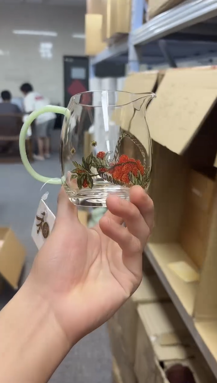 禾器-顺顺荔荔澄然茶海-浅玉色+禾器禅语盖碗浅玉色