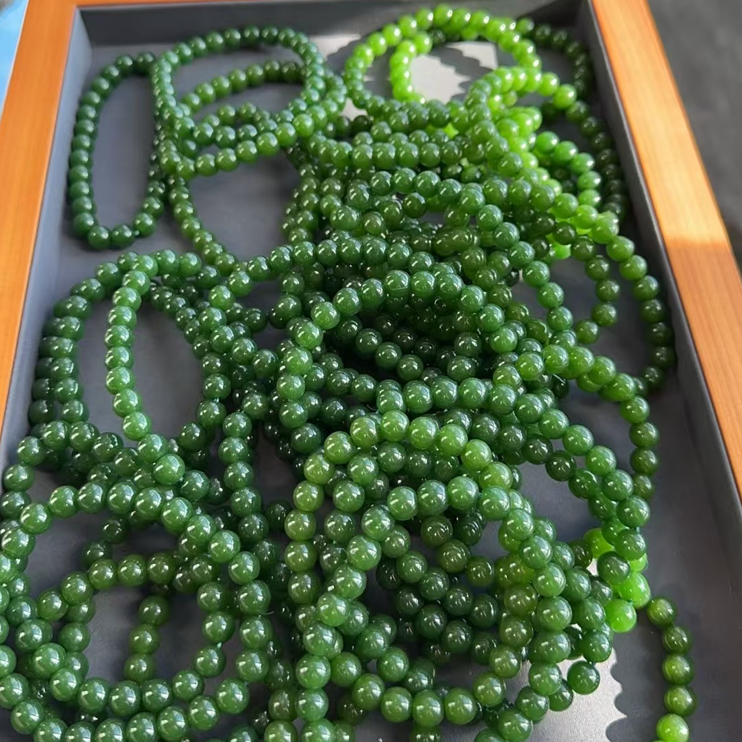 A2和田玉碧玉单圈手串8mm