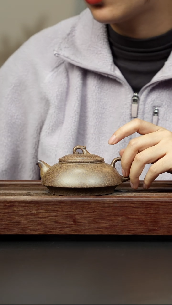 紫砂茶壶本绿柴烧 龙瓢