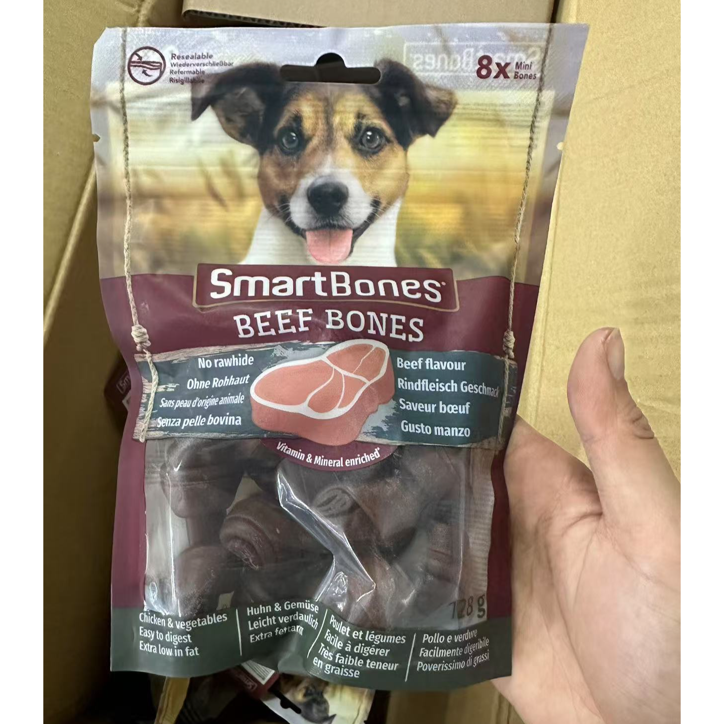 临期25年9月smartbones宠物零食犬用洁齿骨咬胶128g