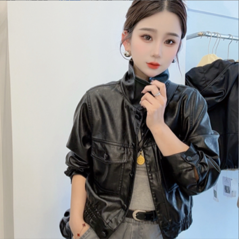 【宋轶同款】油蜡植鞣皮衣外套高雅轻奢冬款加绒5603