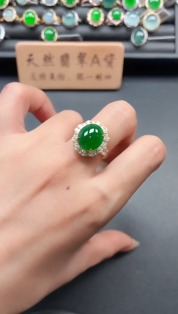 银S925镶嵌戒指翡翠1111111