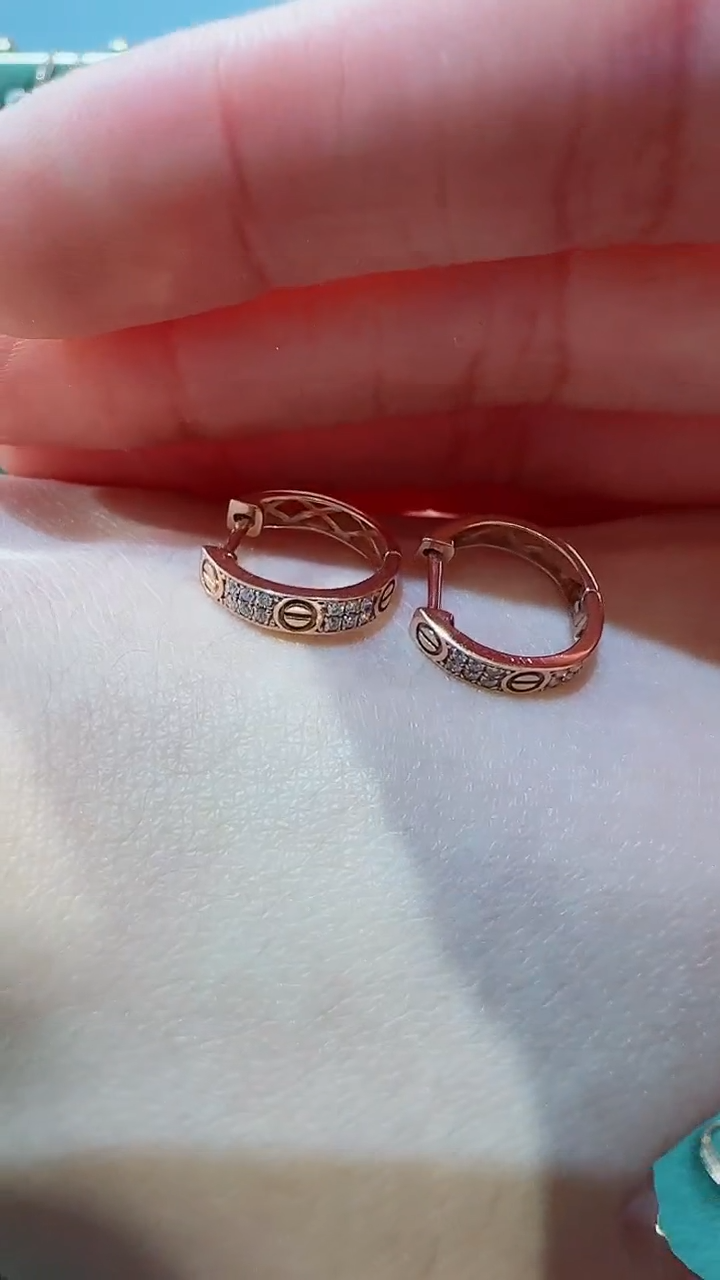 【闪购商品】钻石耳饰18K金镶嵌18K金钻石卡卡耳环