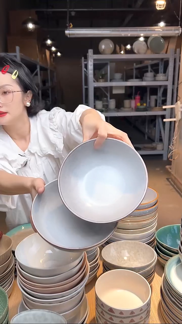 瓷84外贸尾货高温釉下彩陶瓷餐具默认微瑕