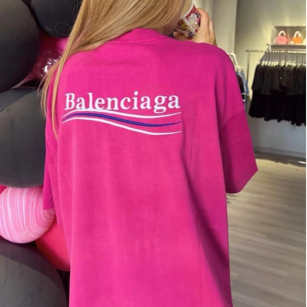 未使用 Balenciaga/巴黎世家 休闲微标可乐标短袖T恤
