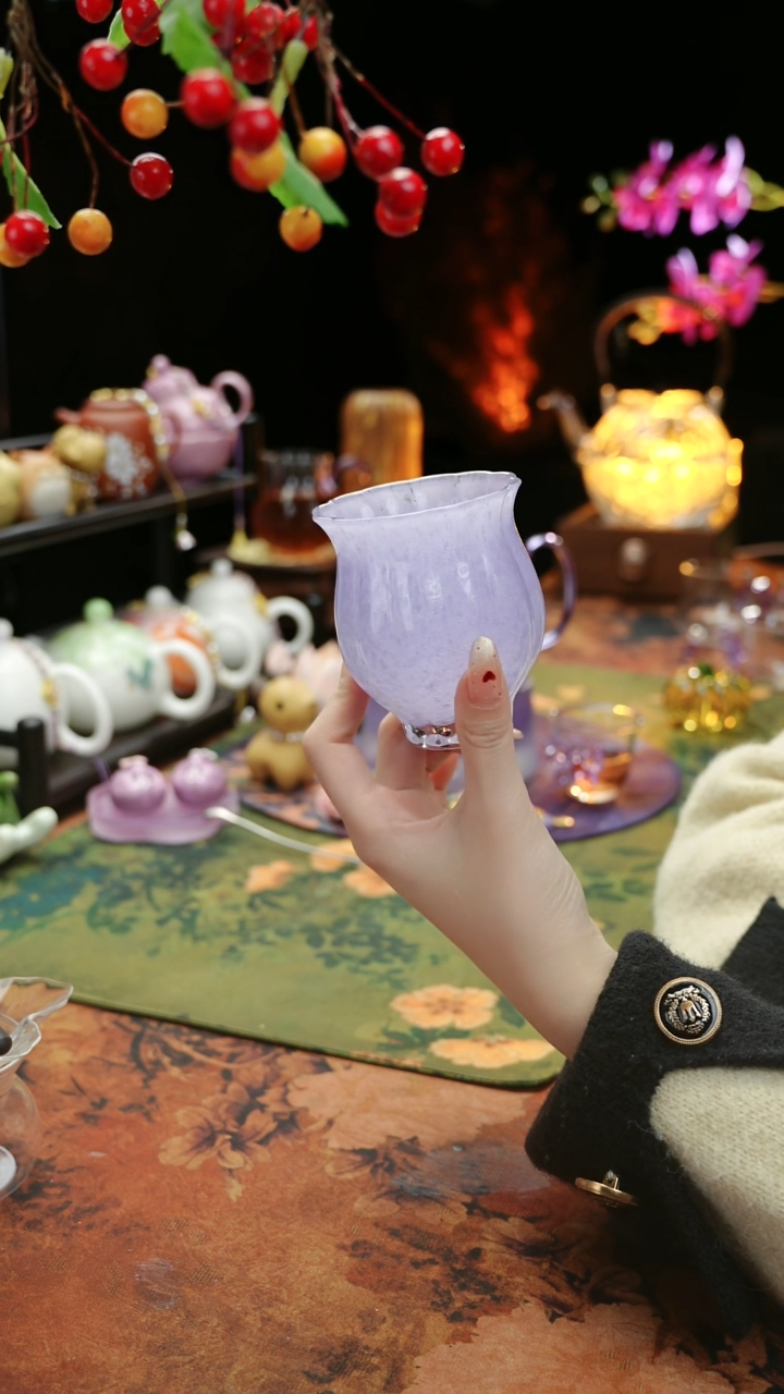 【闪购商品】紫色水晶琉璃水仙主人杯110cc