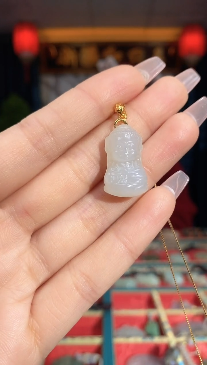 【闪购商品】和田玉颈饰银S925镶嵌宝宝观音