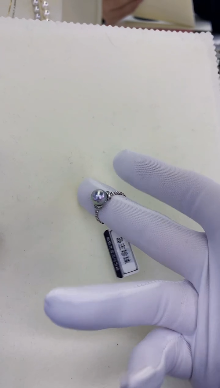 银S925镶嵌饰品海水珍珠真多麻色设计款戒指