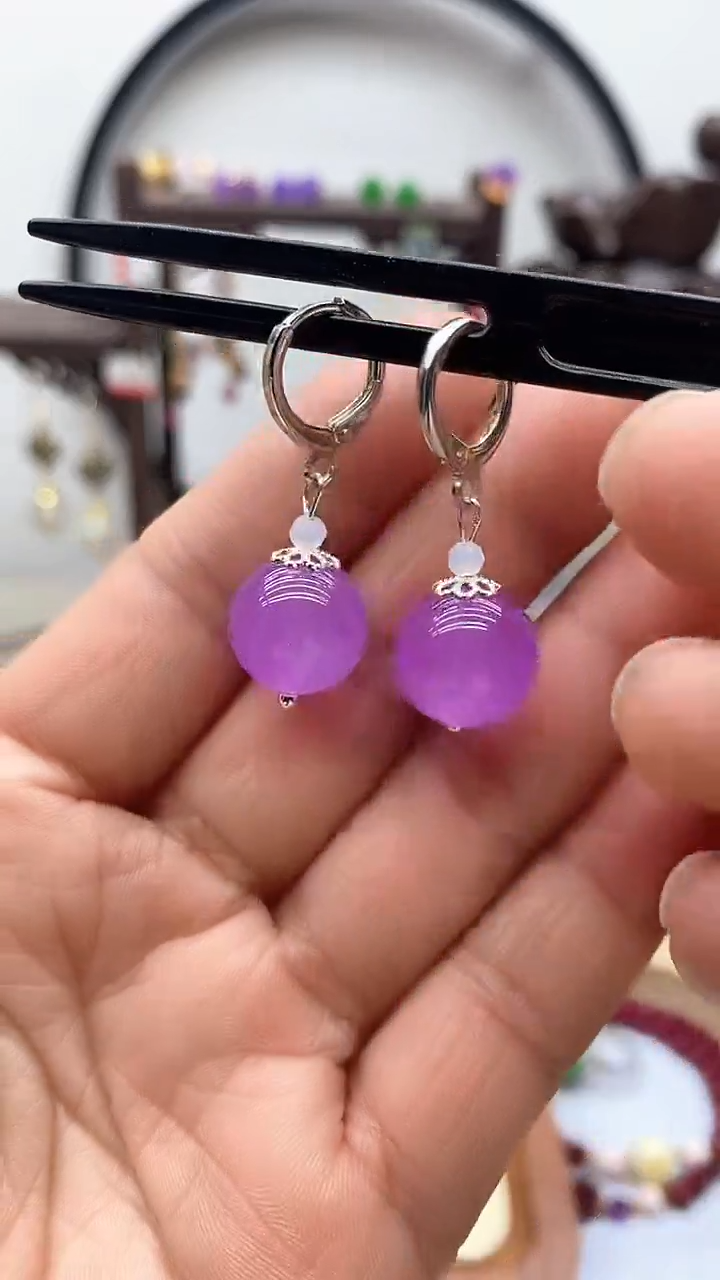 【闪购商品】玛瑙/玉髓耳饰银S925镶嵌156