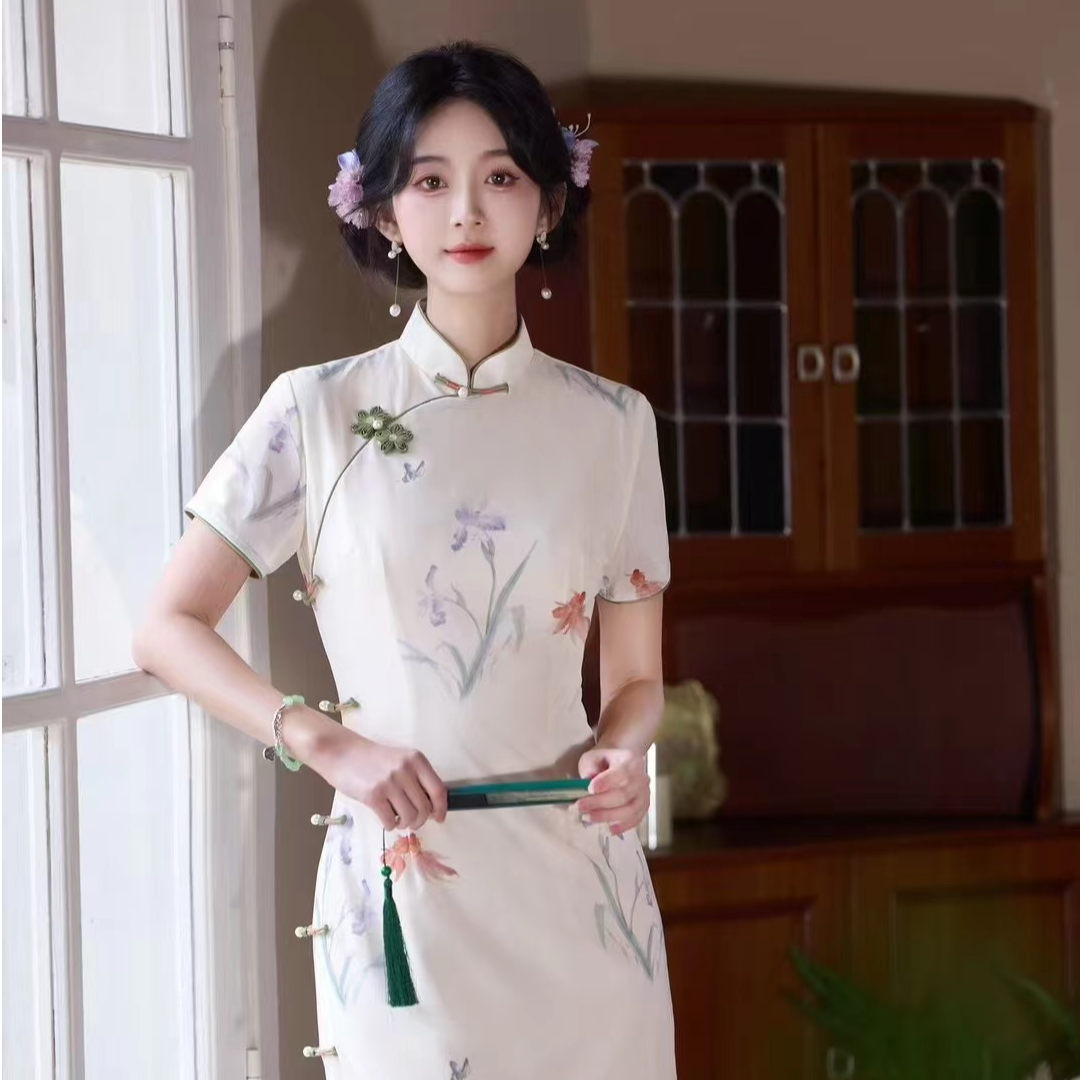 【锦鲤】2025夏季新款弹力气质显瘦少女国风旗袍送考日常