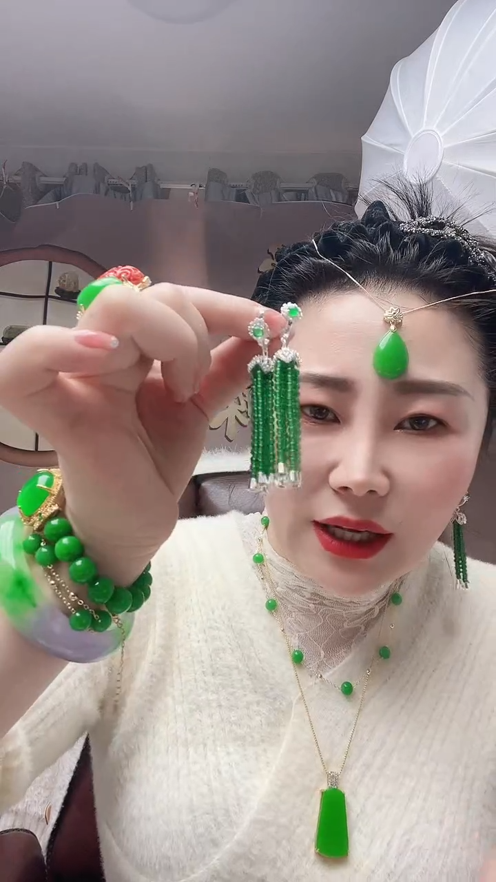 【闪购商品】翡翠耳饰银S925镶嵌X70号