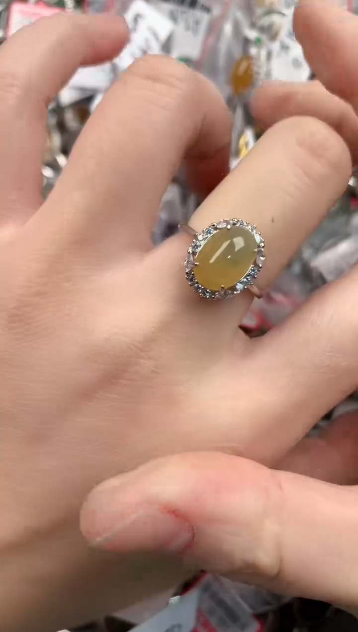 银S925镶嵌戒指翡翠555                2