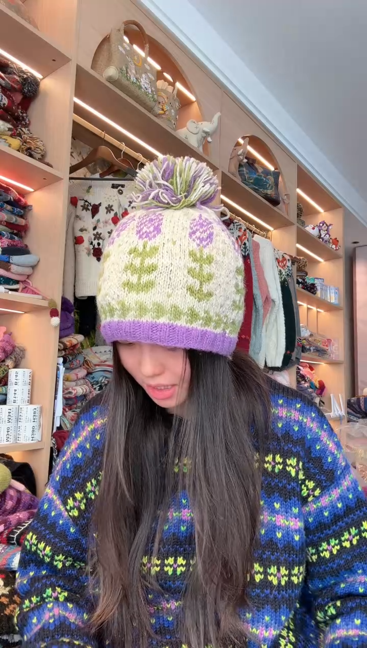 羊毛紫色薰衣草帽 