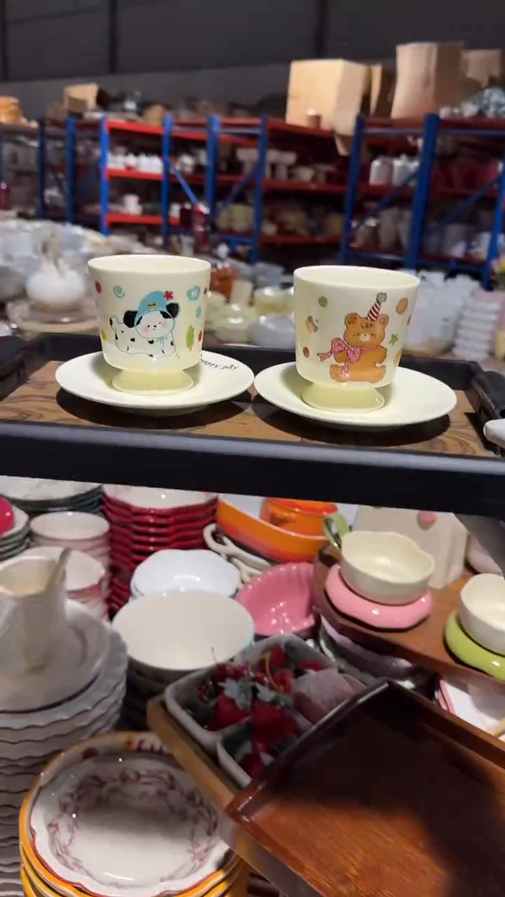 陶瓷2套高脚杯碟微瑕 凑满20元包邮