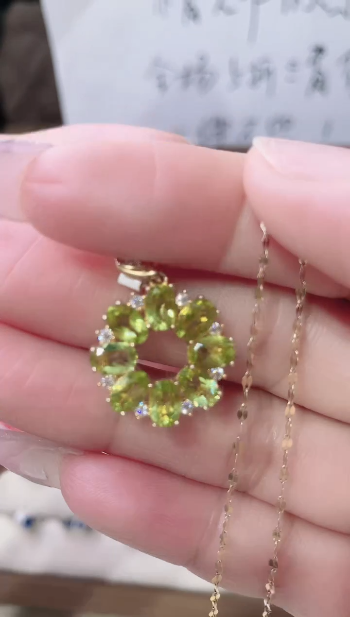 【闪购商品】橄榄石颈饰银S925镶嵌85-7