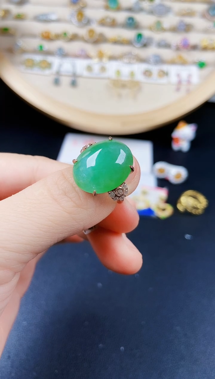 翡翠银S925镶嵌戒指456456