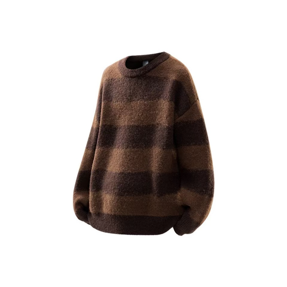 呆呆姐 得物正品 美式复古条纹撞色慵懒风毛衣 超软超舒服！！