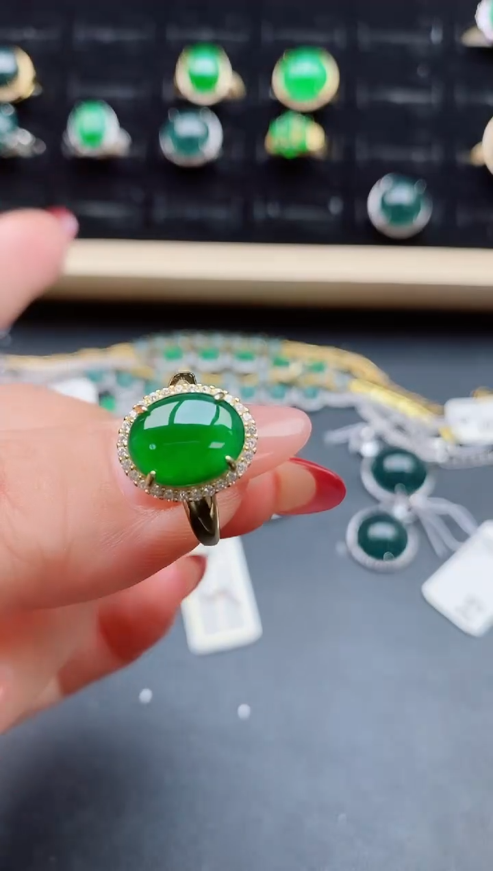 【闪购商品】翡翠戒指银S925镶嵌08058