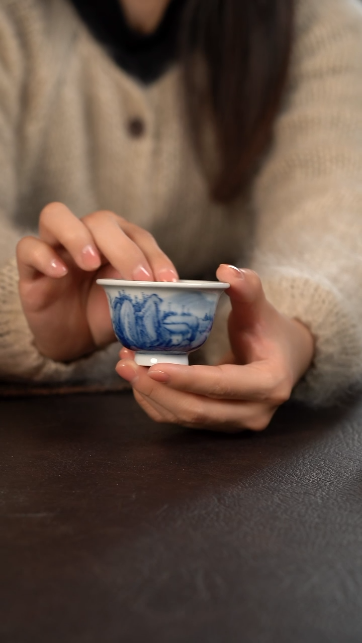 【闪购商品】杯HLX陶瓷重工山水小压手杯内垂钓