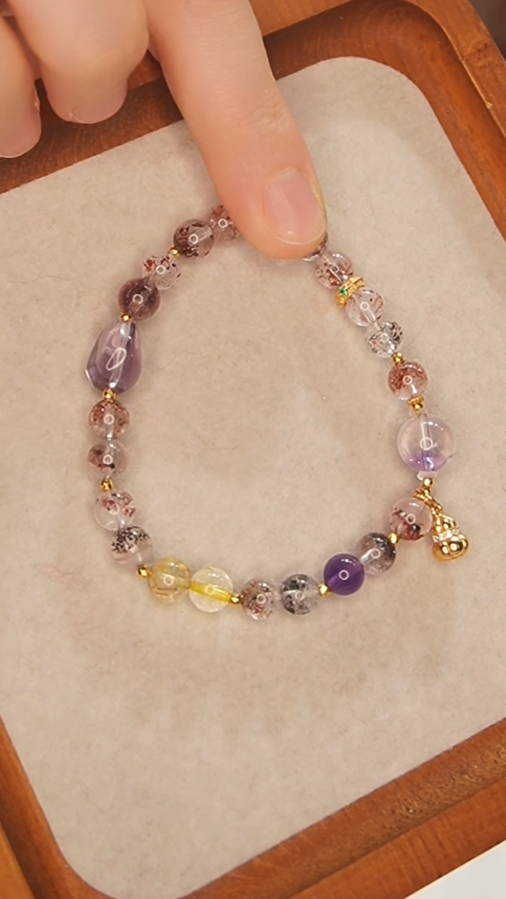 【闪购商品】紫晶手链银S800镀金镶嵌超七手链