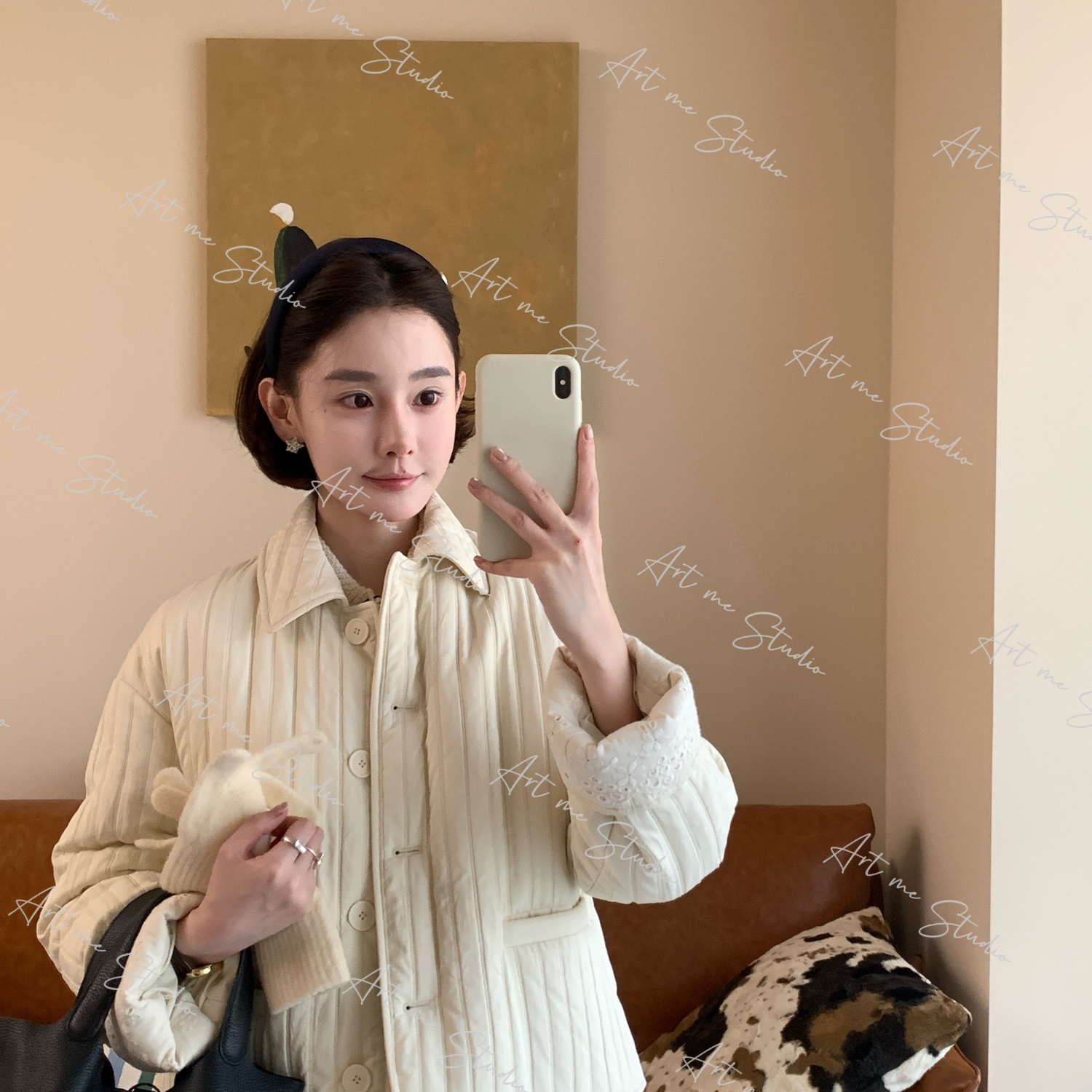 3姐【ART ME】云絮竖条三星安心90白鹅绒可溯源鹅绒服1203w10002j2r