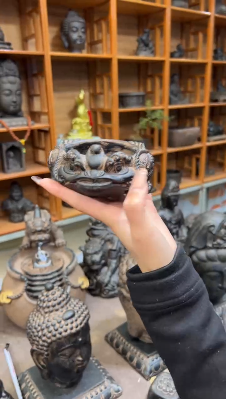 陶土【合成青石】金蟾盆