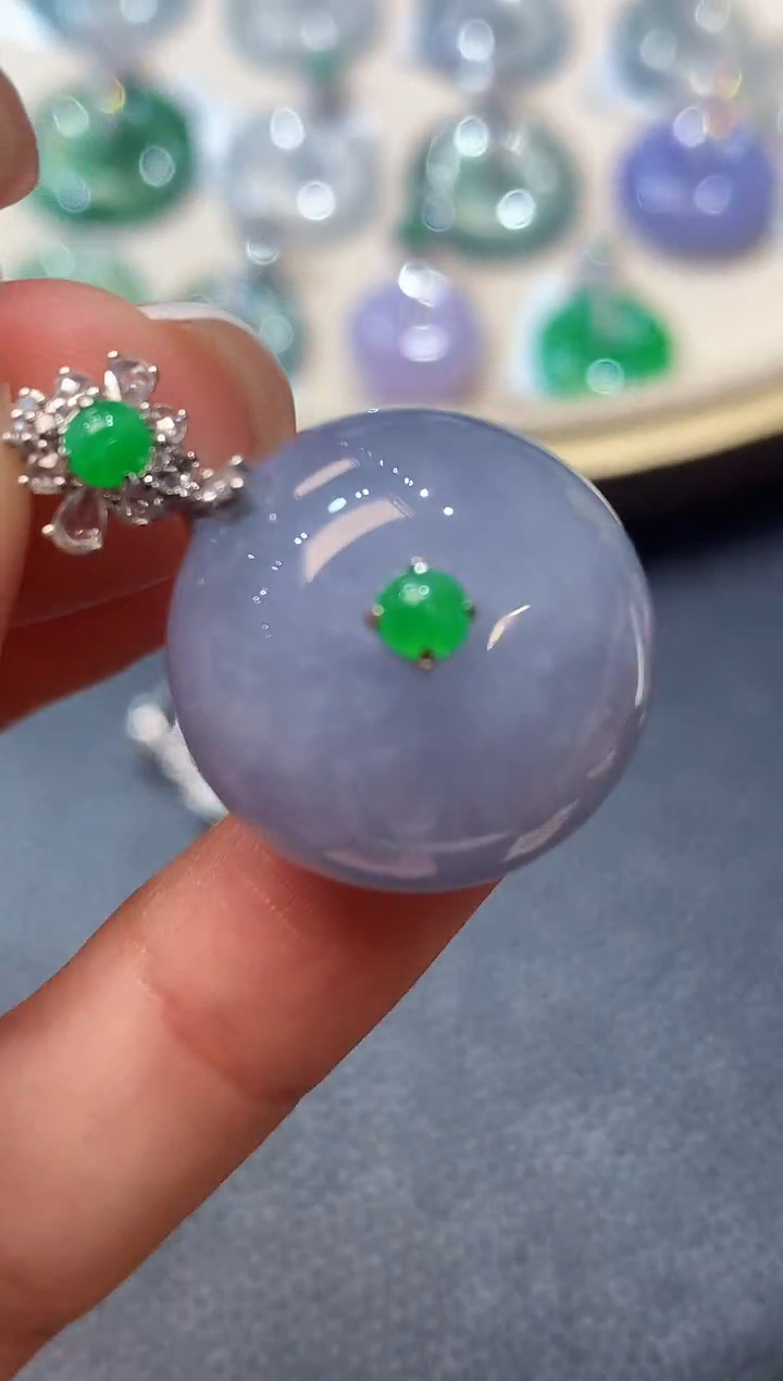 吊坠(不含链)18K金镶嵌翡翠A42 紫货有一定色差